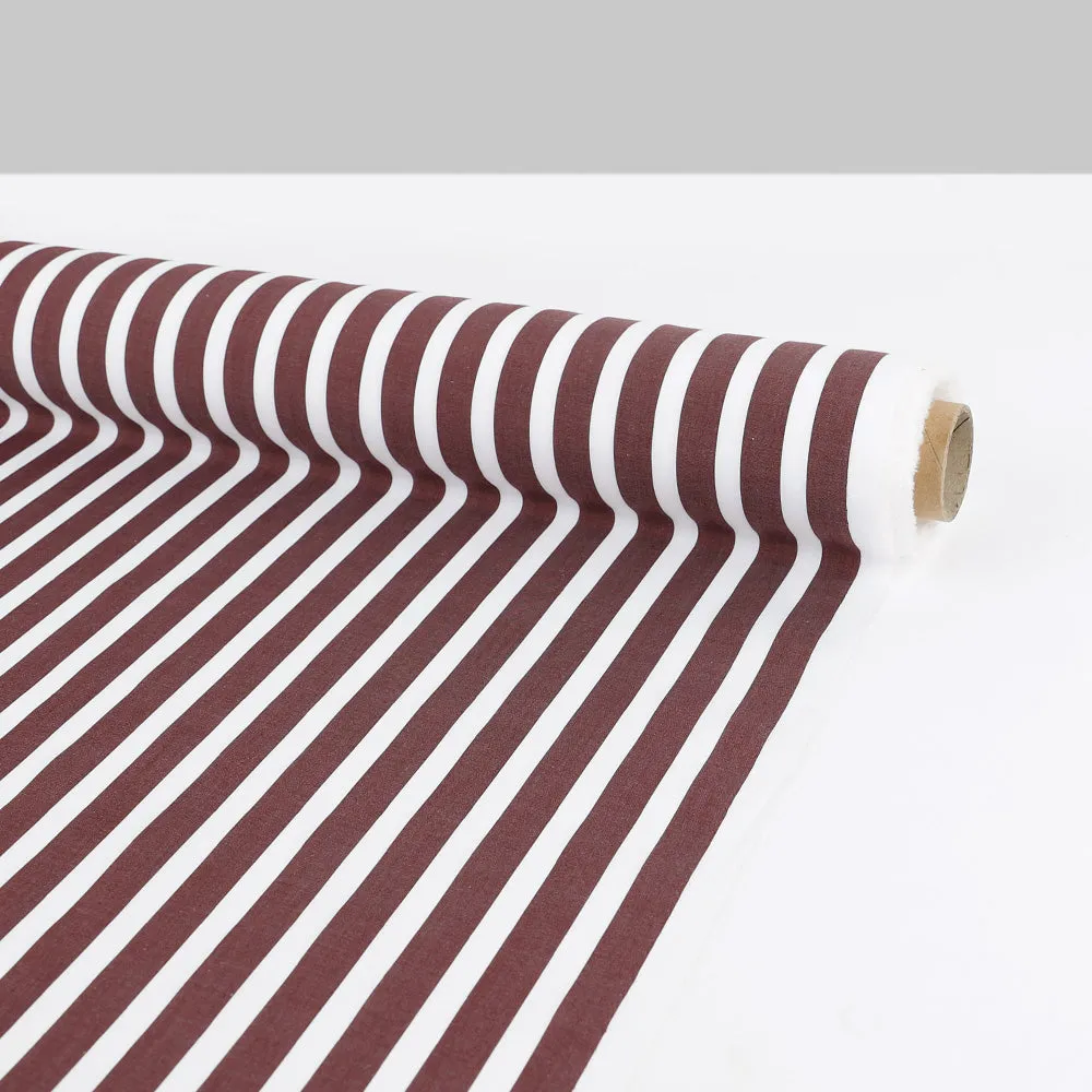 Club Stripe Cotton Shirting - White / Wine