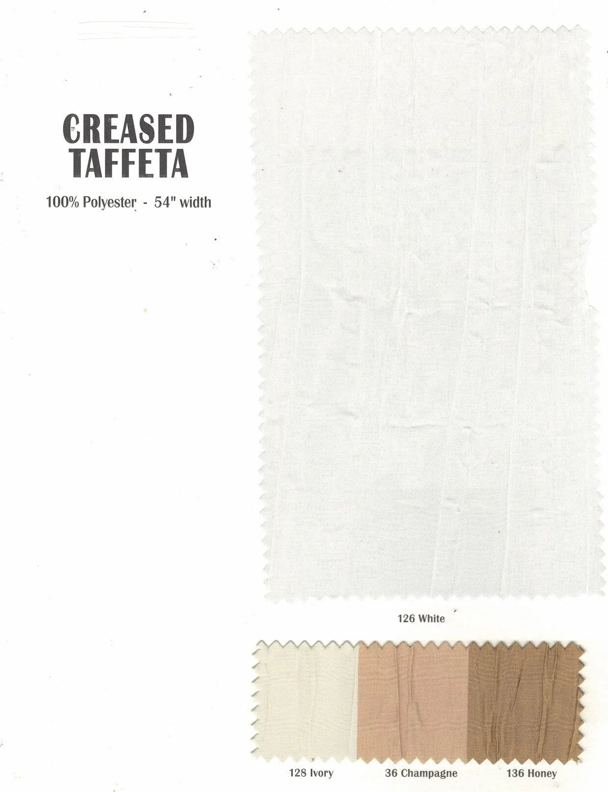 Crease Taffeta Fabric - Crush Taffeta - 52&#34; Wide - Sample Swatch Page - Multiple Colors