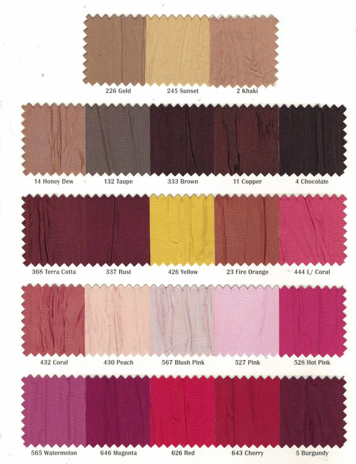 Crease Taffeta Fabric - Crush Taffeta - 52&#34; Wide - Sample Swatch Page - Multiple Colors