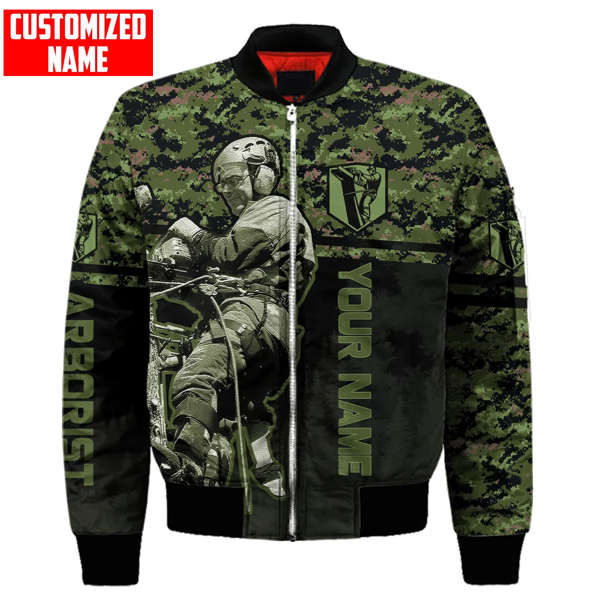 Customized Name Army Green Arborist 3D Printed Shirts Sweatshirt Hoodie Bomber Christmas Shirt