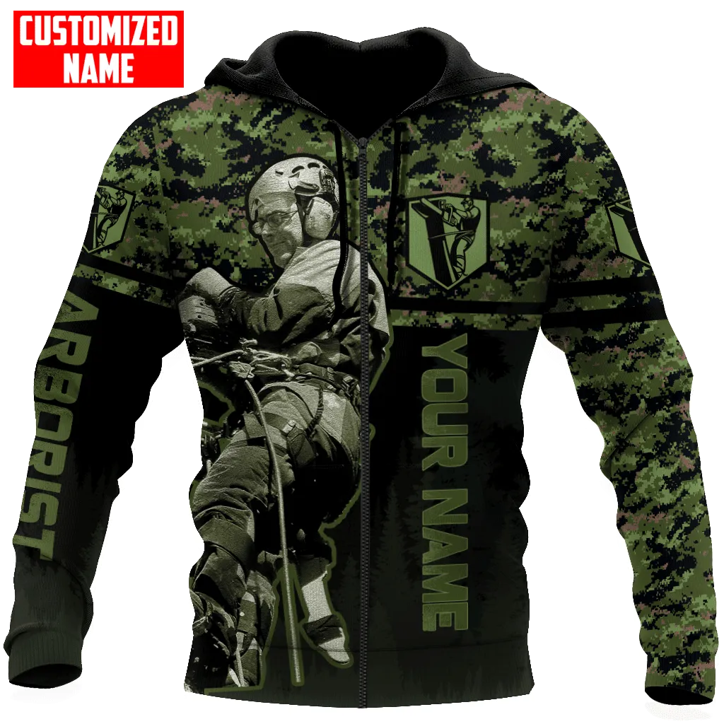 Customized Name Army Green Arborist 3D Printed Shirts Sweatshirt Hoodie Bomber Christmas Shirt