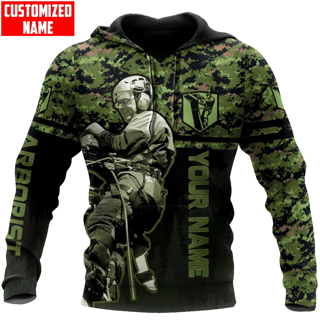 Customized Name Army Green Arborist 3D Printed Shirts Sweatshirt Hoodie Bomber Christmas Shirt