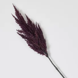 Dark Plum Purple Large Pampas Grass Plume Faux Single Wired Stem Spray - 33"