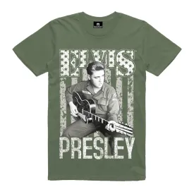 Elvis Presley Guitar Flag Army T-Shirt