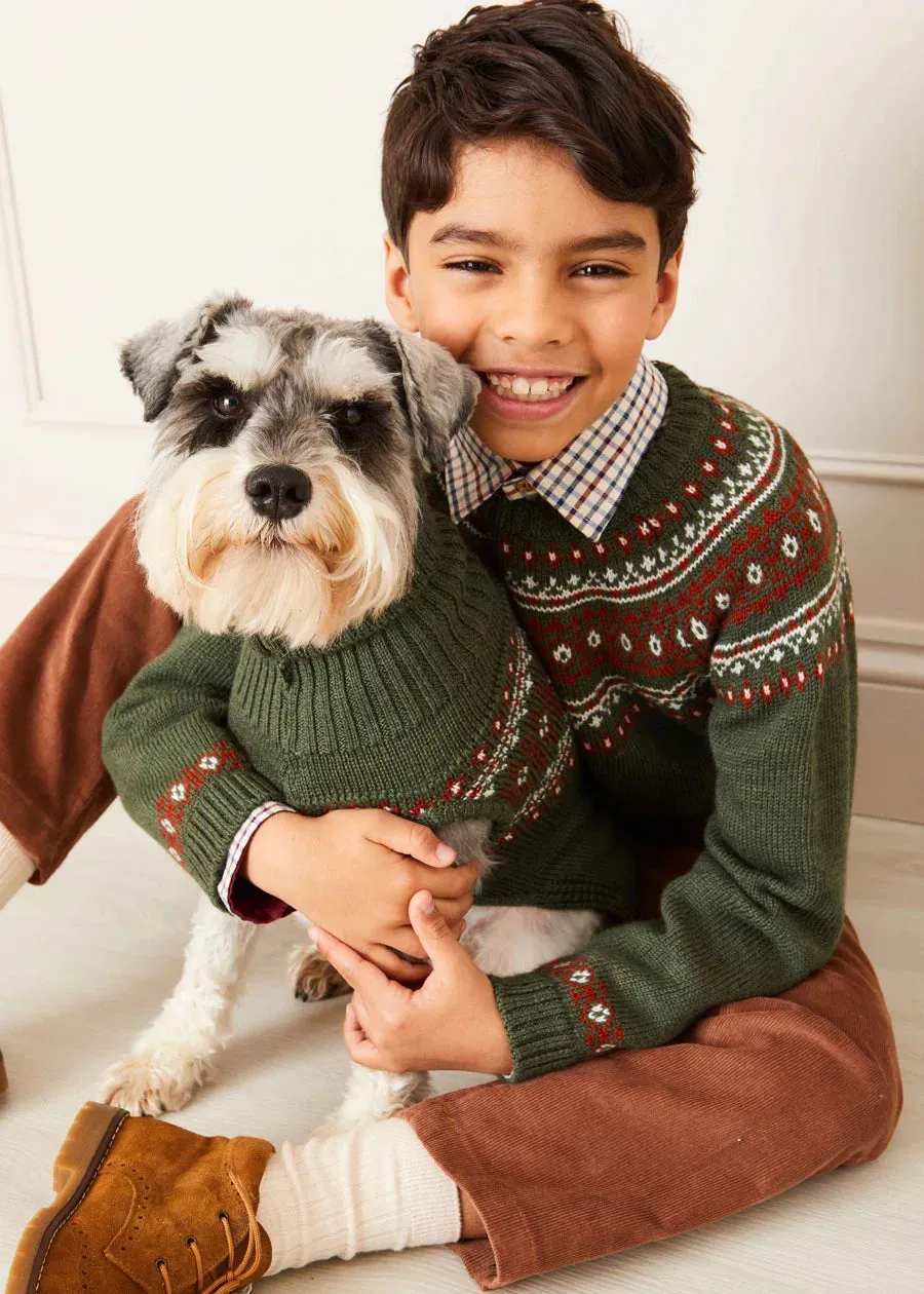 Fair Isle Merino Wool Jumper in Green (4-10yrs)