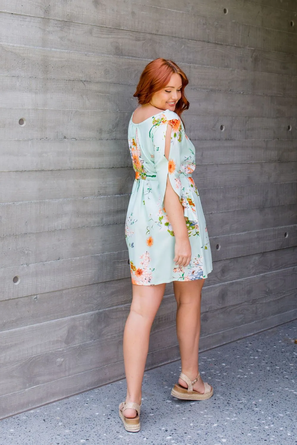 Fresh Florals Summer Dress - Mint Green