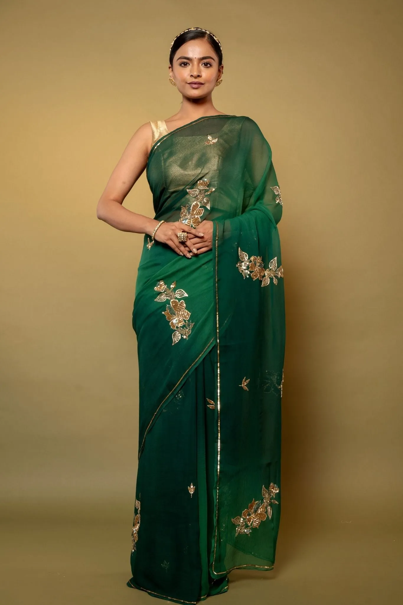 Garden Green Chiffon Saree