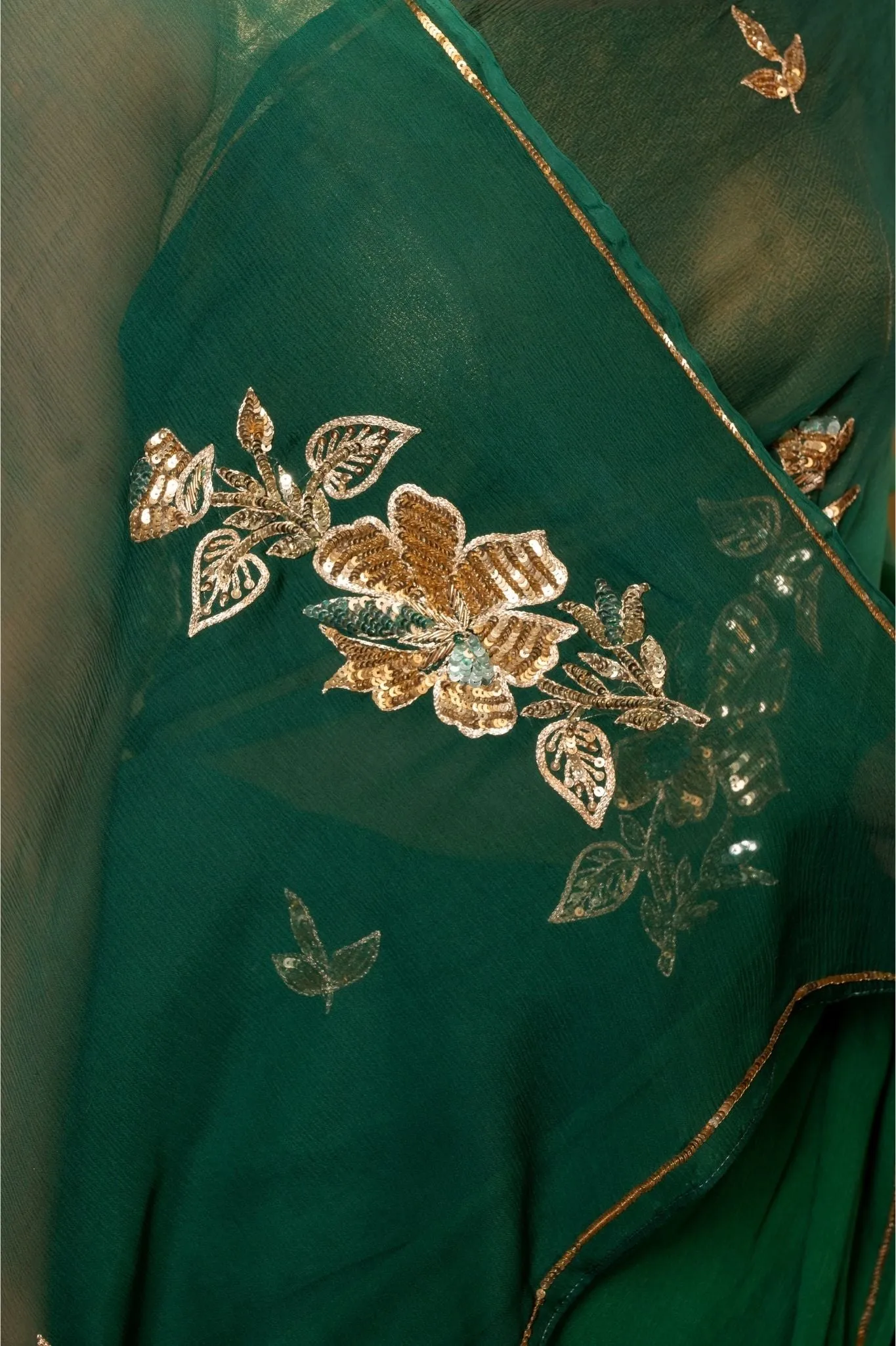 Garden Green Chiffon Saree