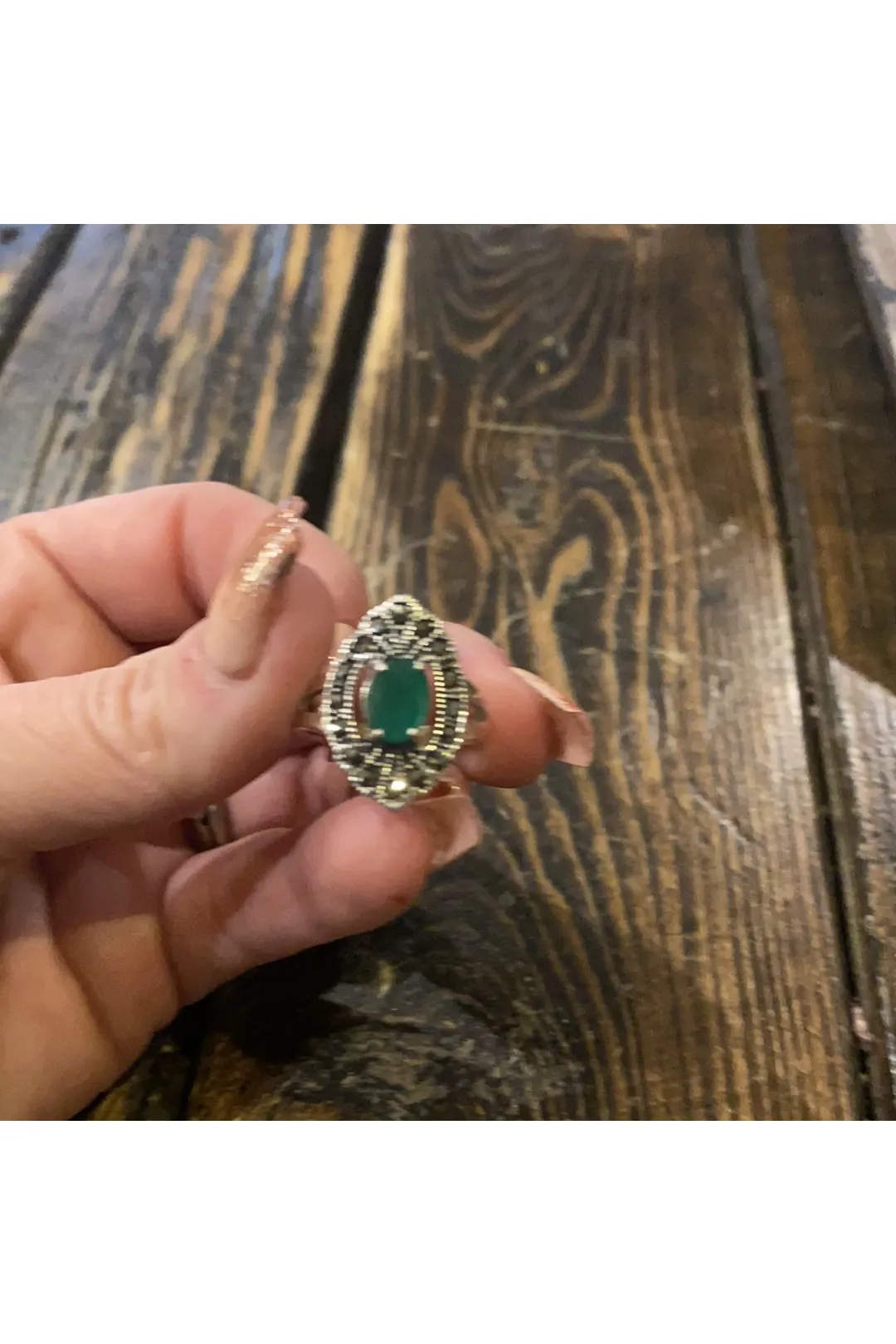 Green stone ring