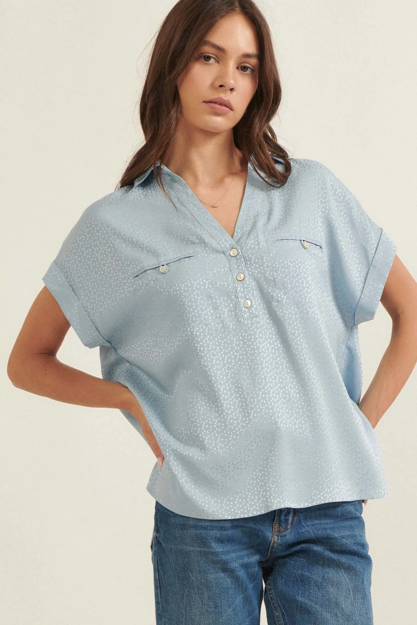 Into the Light Jacquard Dolman Blouse