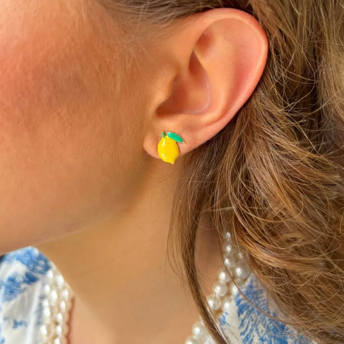 Lemon Enamel Stud Earrings