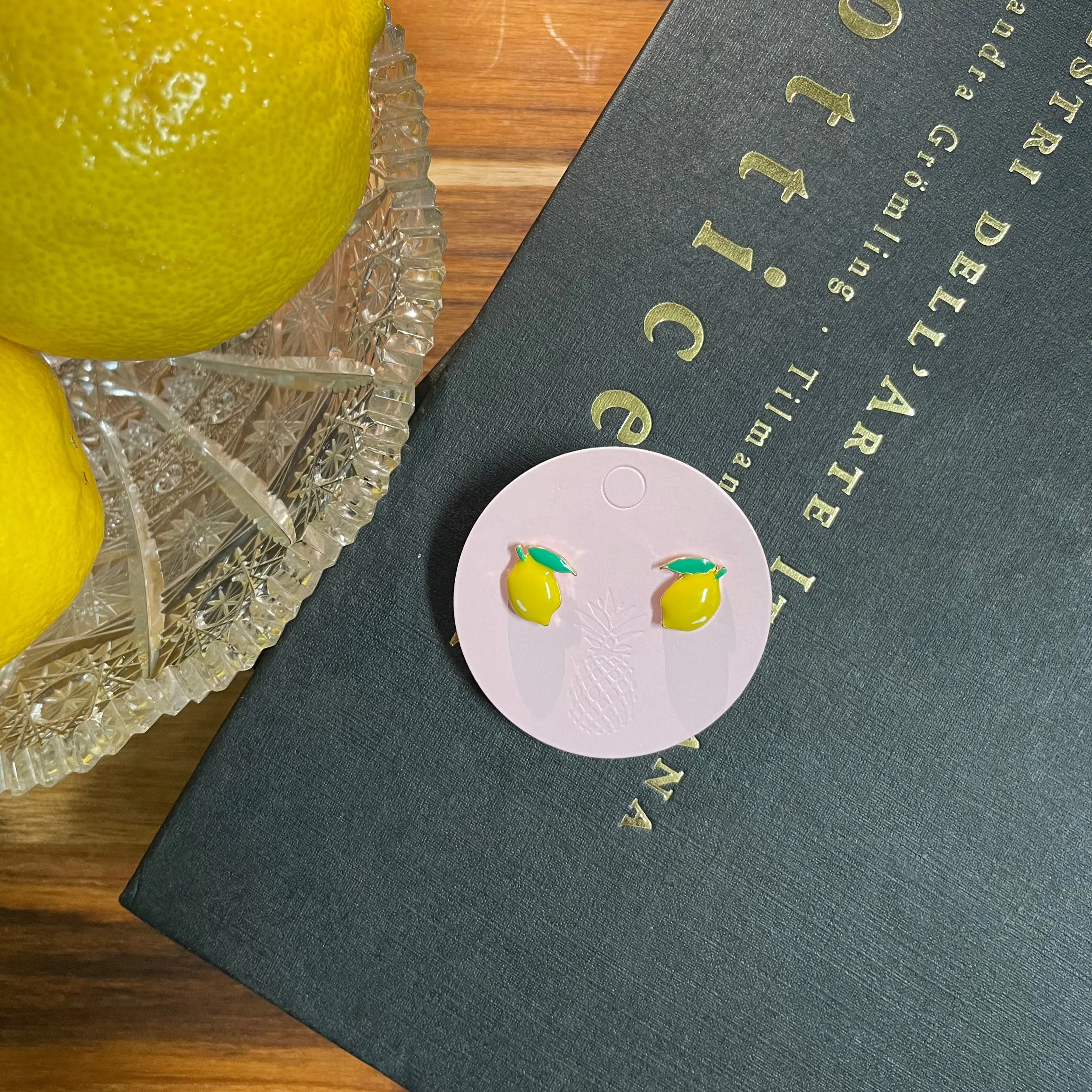 Lemon Enamel Stud Earrings