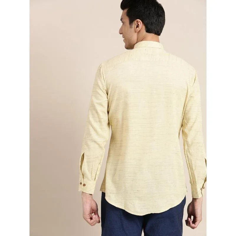 Light Yellow Cotton Men Shirt