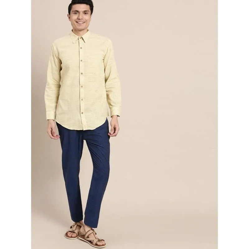 Light Yellow Cotton Men Shirt