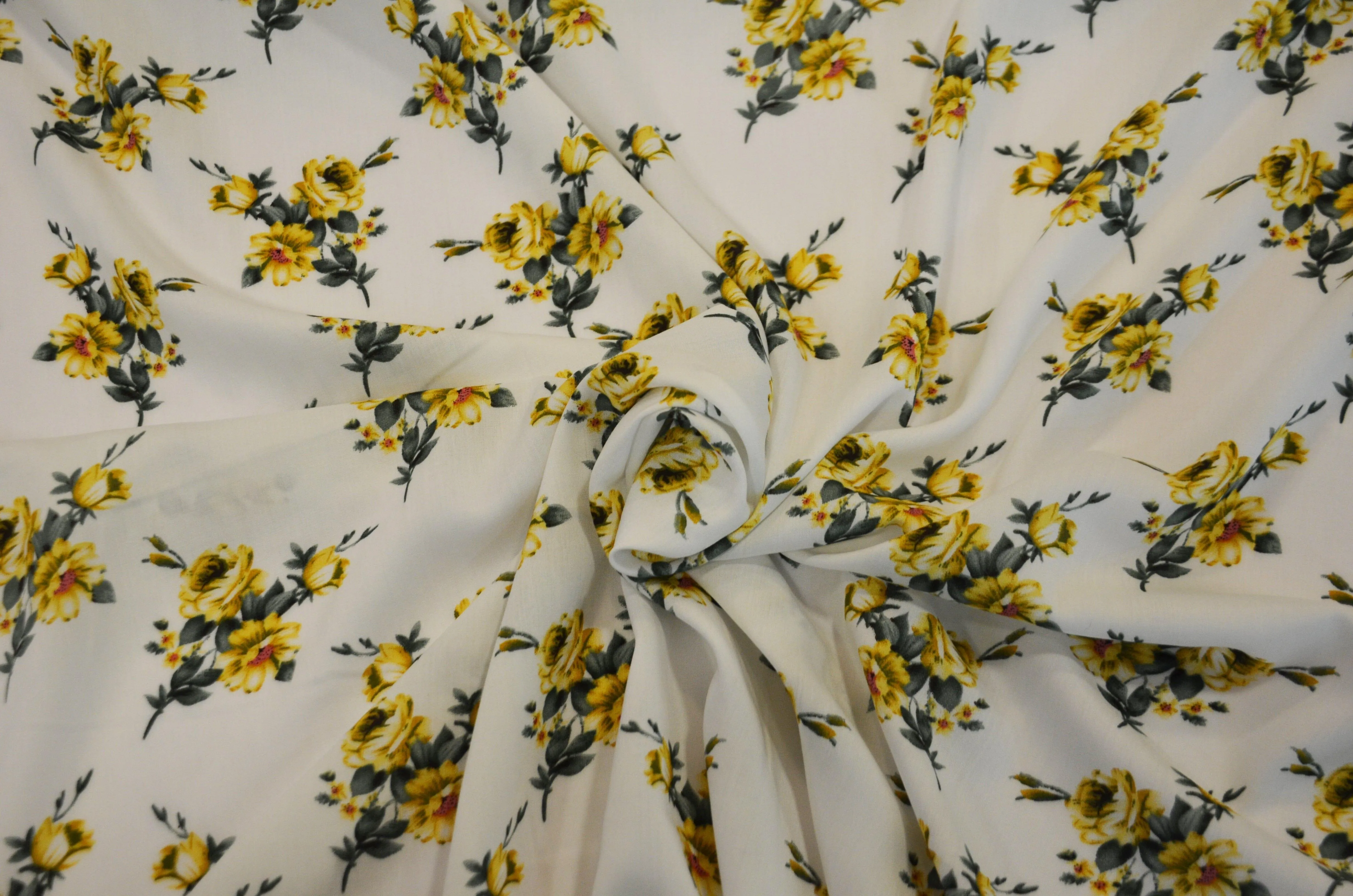 Love Flower Rayon Challis Fabric by the Continuous Yard | 60" Wide | Floral Rayon Challis Fabric | Rayon Challis for Dresses and Skirts |