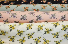 Love Flower Rayon Challis Fabric by the Continuous Yard | 60" Wide | Floral Rayon Challis Fabric | Rayon Challis for Dresses and Skirts |