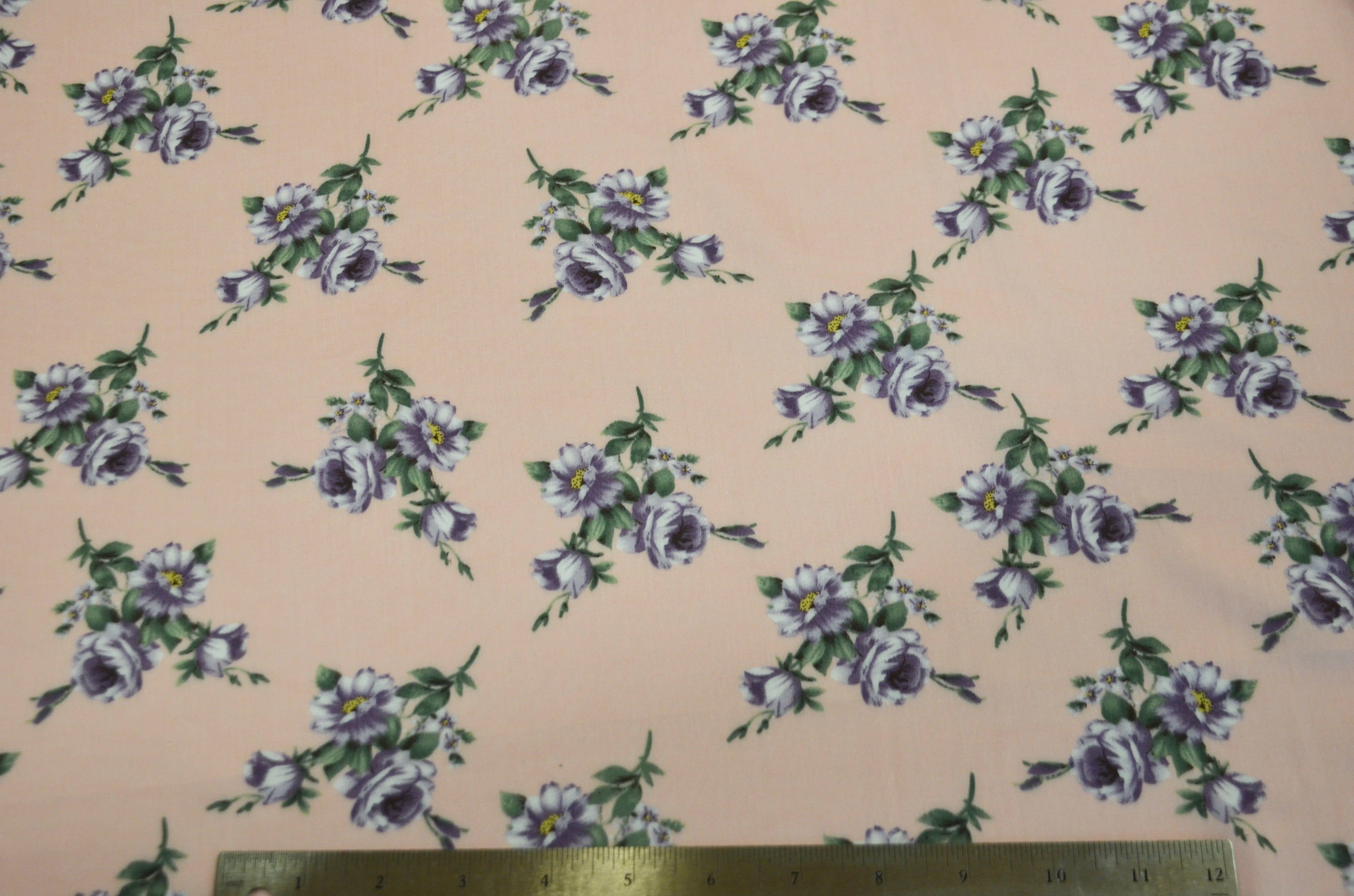 Love Flower Rayon Challis Fabric by the Continuous Yard | 60" Wide | Floral Rayon Challis Fabric | Rayon Challis for Dresses and Skirts |