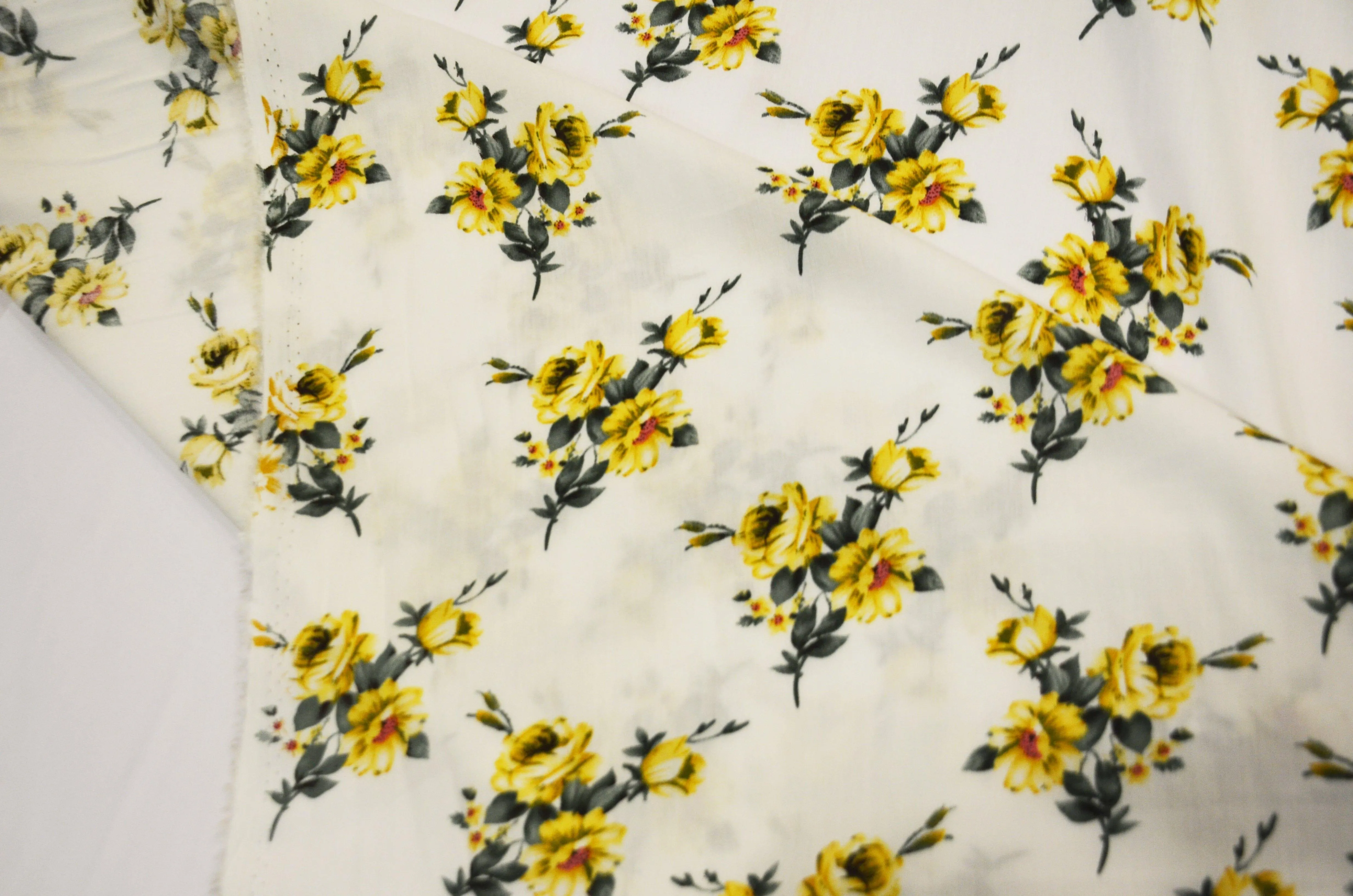 Love Flower Rayon Challis Fabric by the Continuous Yard | 60" Wide | Floral Rayon Challis Fabric | Rayon Challis for Dresses and Skirts |