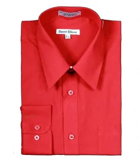 Men's Basic Dress Shirt  with Convertible Cuff -Color Red