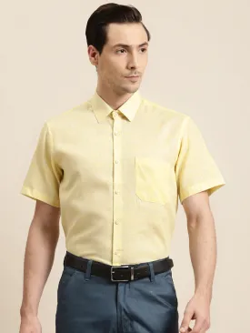 Men's Cotton Blend Lemon Classic Formal Shirt - Sojanya