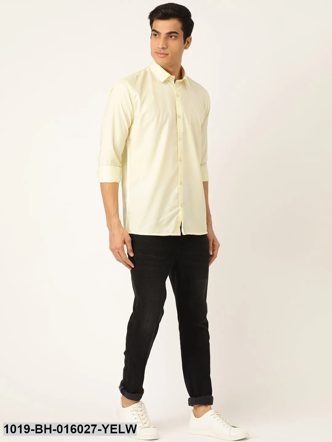 Men's Cotton Lemon Yellow Casual Shirt - Sojanya