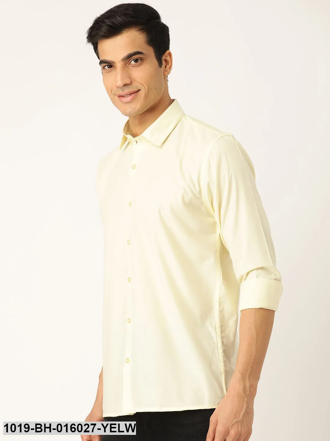 Men's Cotton Lemon Yellow Casual Shirt - Sojanya