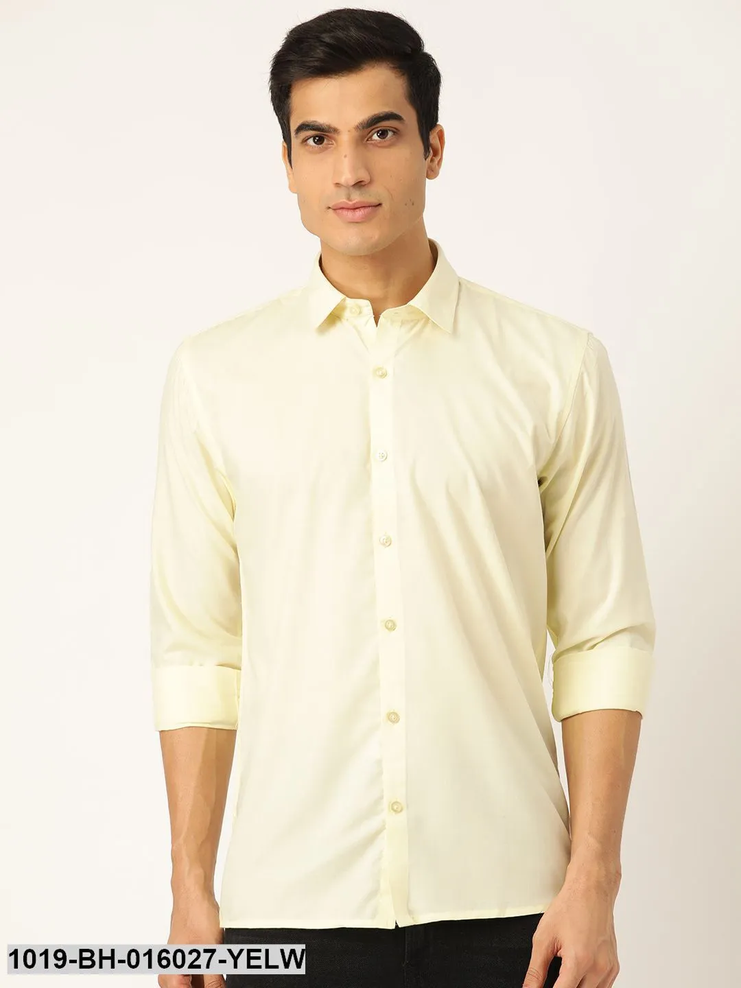 Men's Cotton Lemon Yellow Casual Shirt - Sojanya