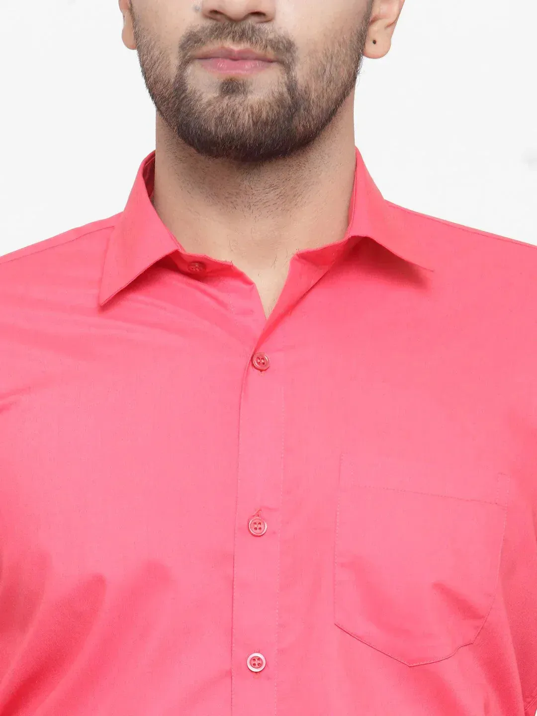 Men's Cotton Solid Coral Red Formal Shirt's - Taantav