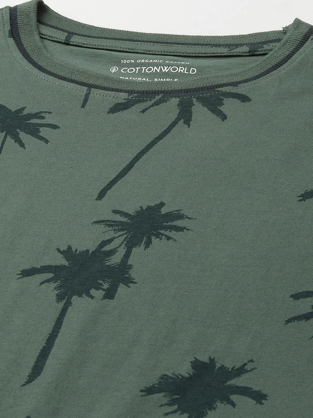 Men's Green Cotton Regular Fit Tshirt