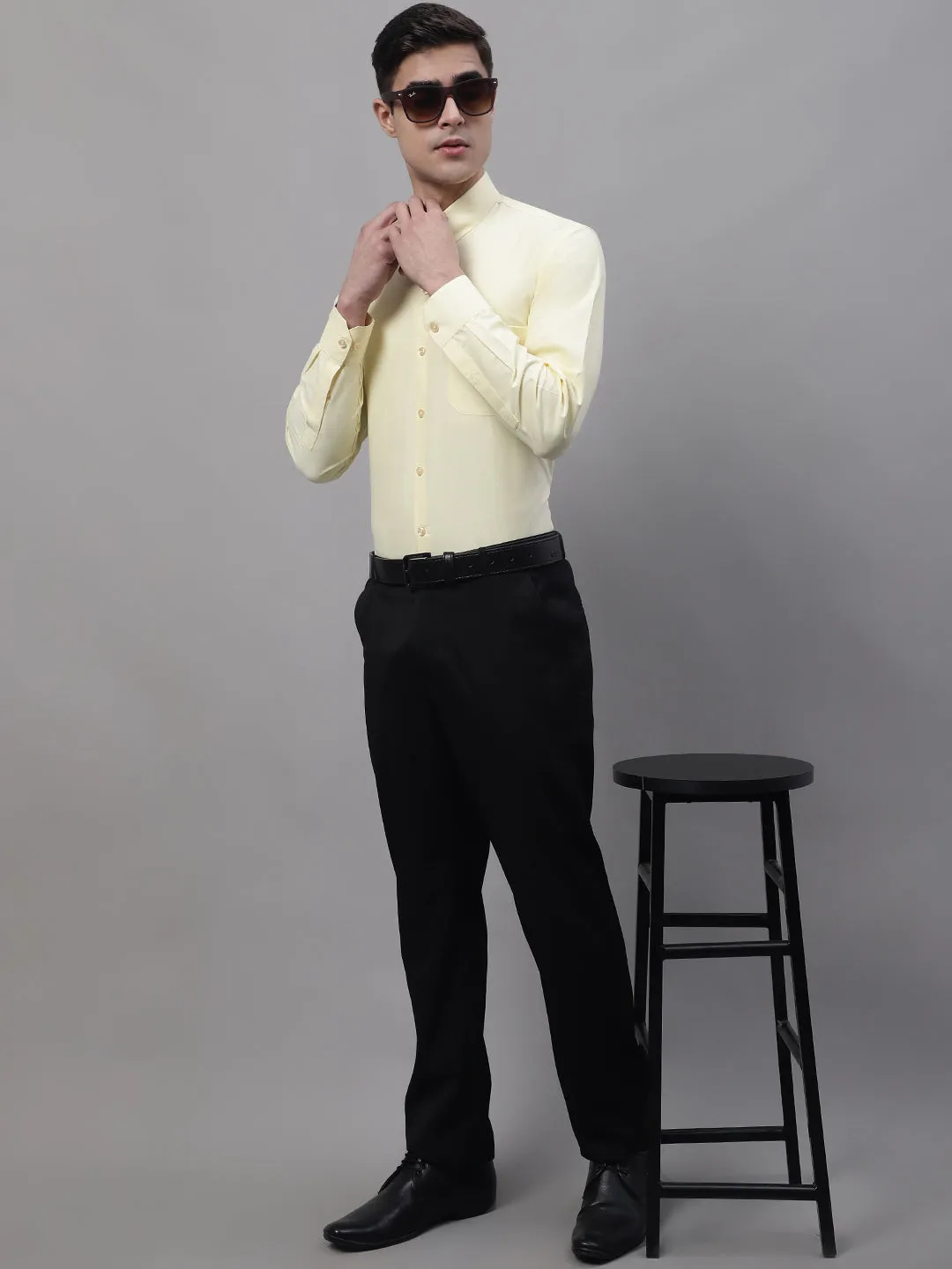 Men's Lemon Cotton Solid Formal Shirt - Taantav