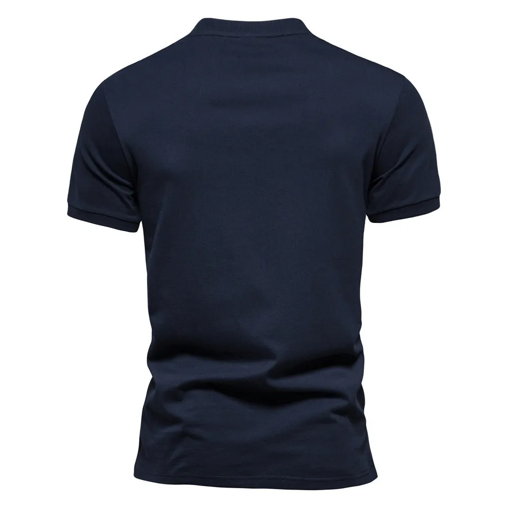 Men's Short-Sleeve T-shirt Quarter Zipper V-Neck Shirt | TS298