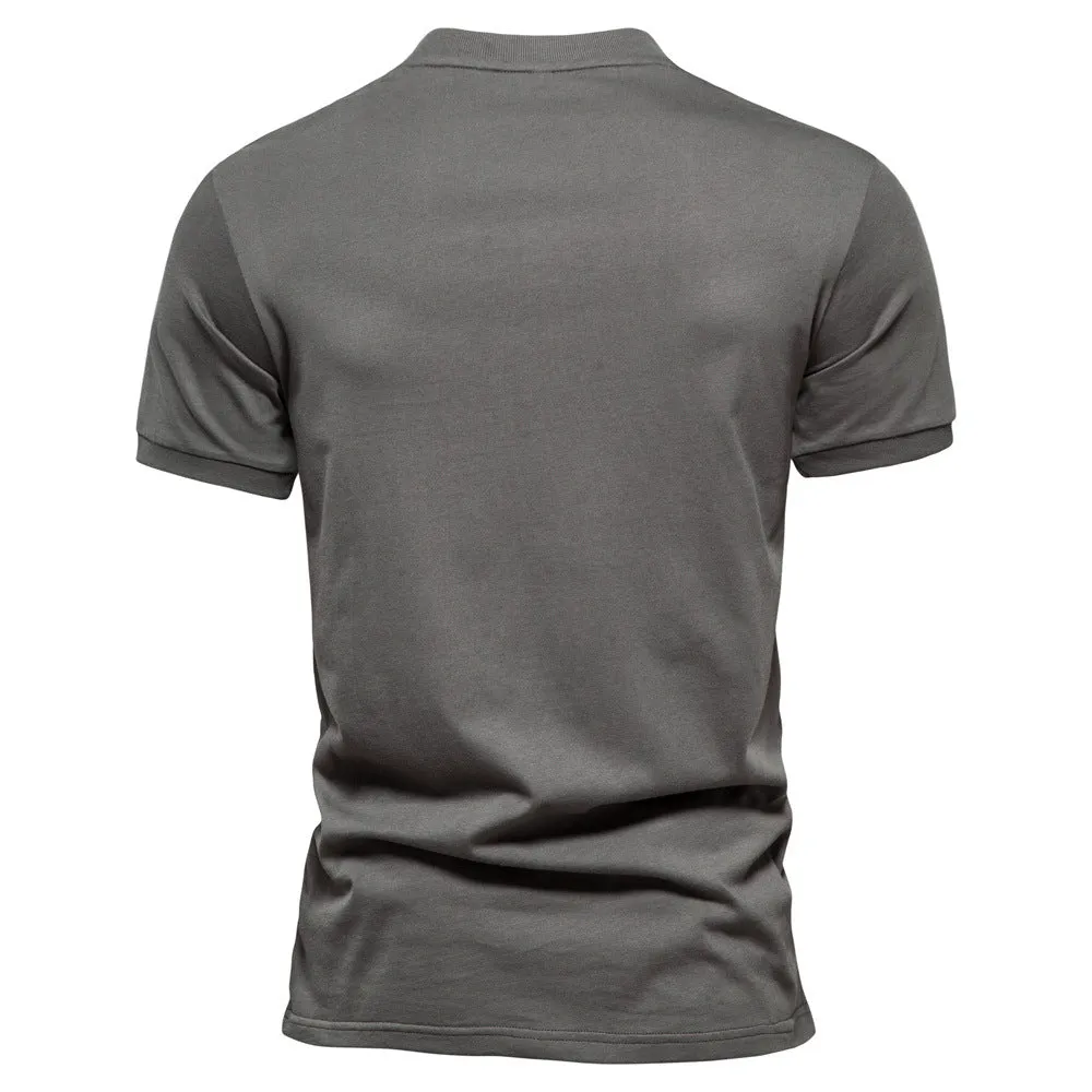 Men's Short-Sleeve T-shirt Quarter Zipper V-Neck Shirt | TS298