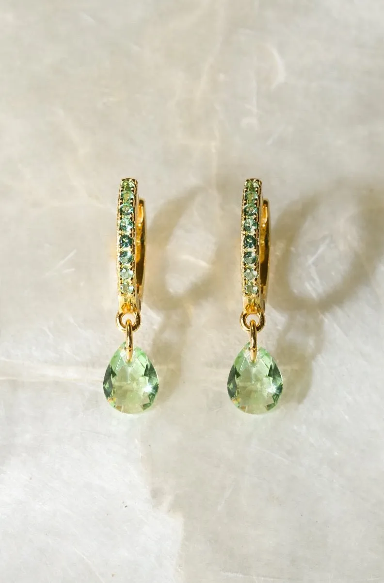 Mint Teardrop 925 Huggie Earrings