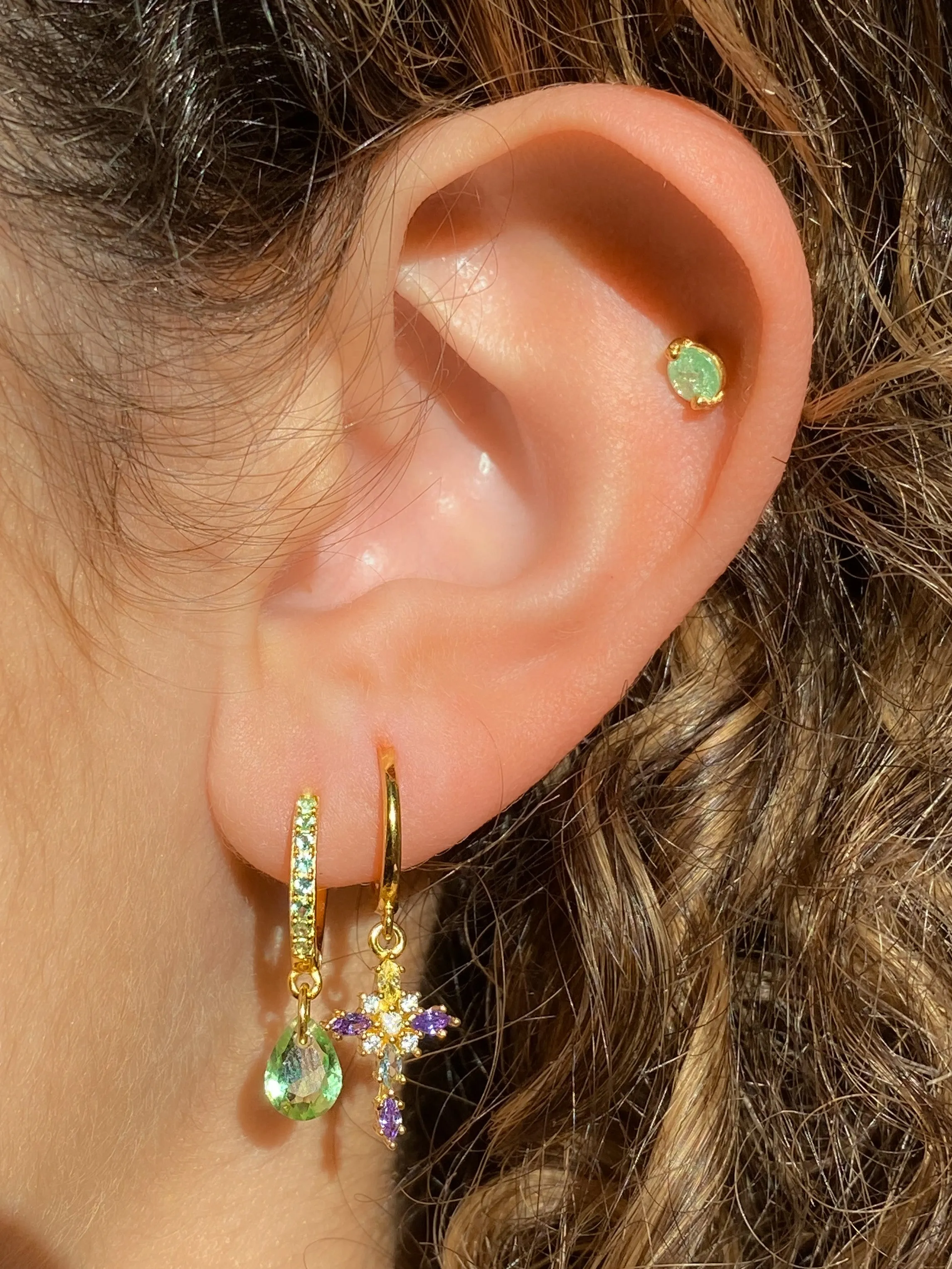 Mint Teardrop 925 Huggie Earrings