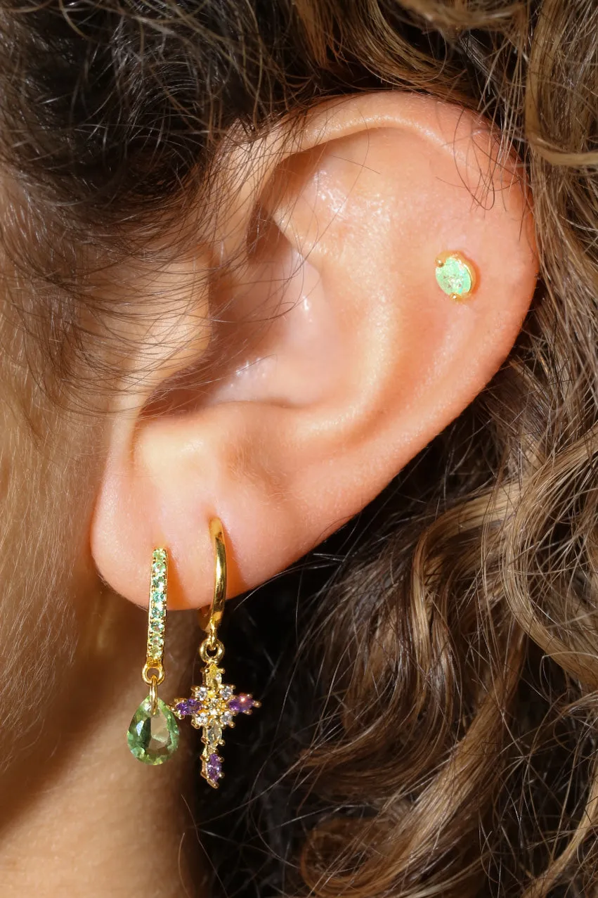 Mint Teardrop 925 Huggie Earrings