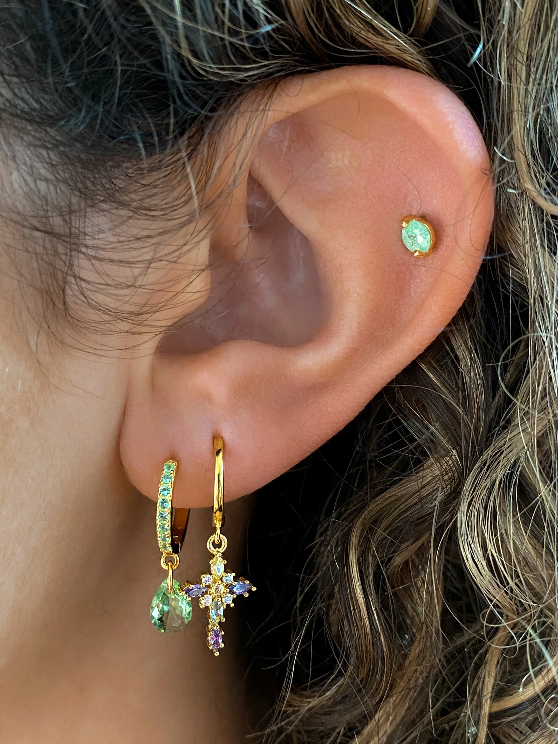 Mint Teardrop 925 Huggie Earrings