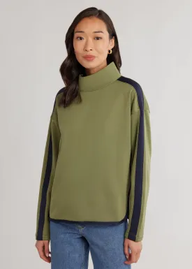 North Fork Mock Neck in Power Stretch (Army Green/Navy)