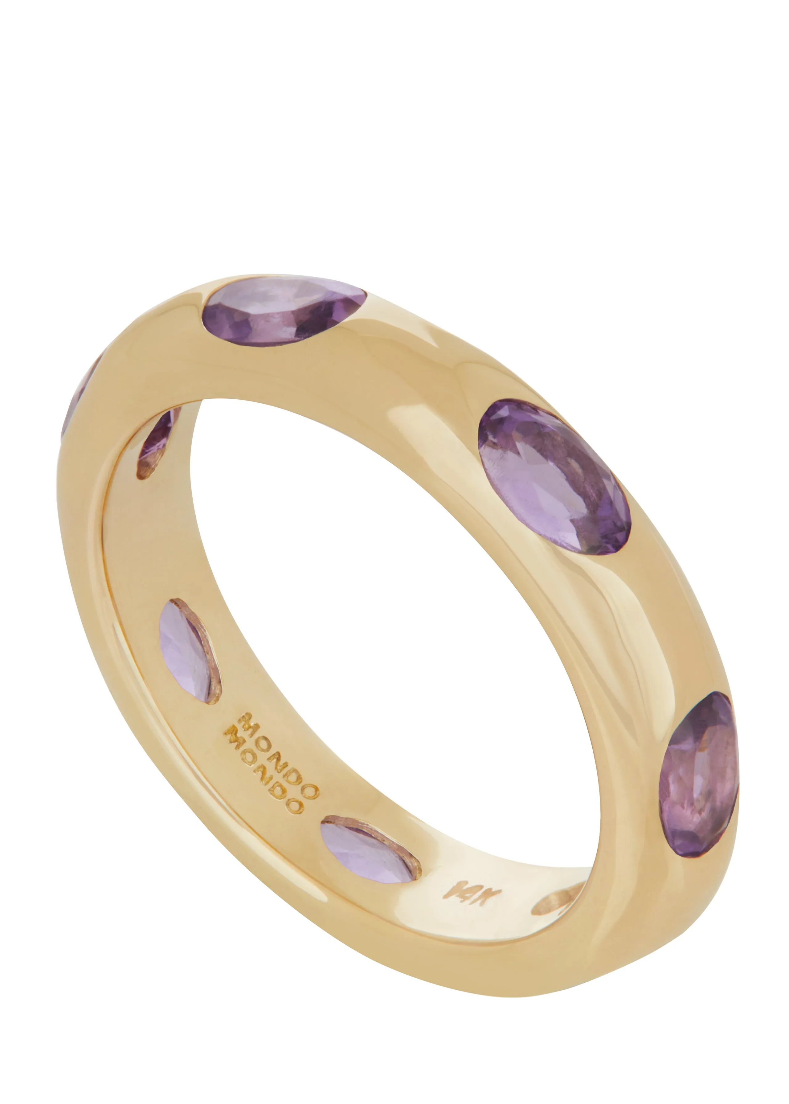 Orbital Ring in 14k - Faceted Light Amethyst