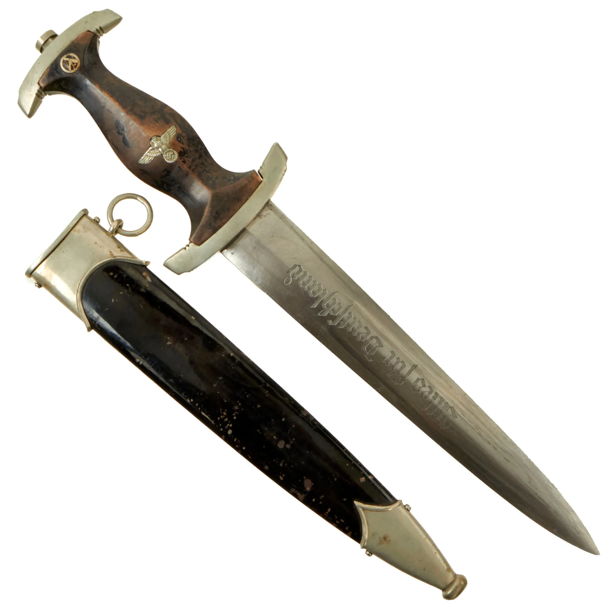 Original German Early WWII NSKK Dagger by Rare Maker Heinrich Leupold LEUCO of Gefrees with Scabbard