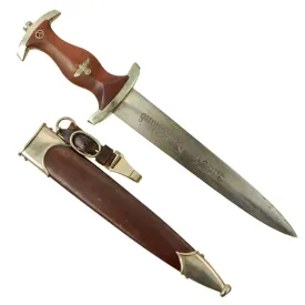 Original German Early WWII SA Dagger by Eduard Wüsthof of Solingen with Scabbard and Hanger