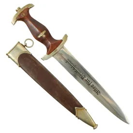 Original German WWII Early SA Dagger by Rare Maker August Bickel of Steinbach-Hallenberg with Scabbard