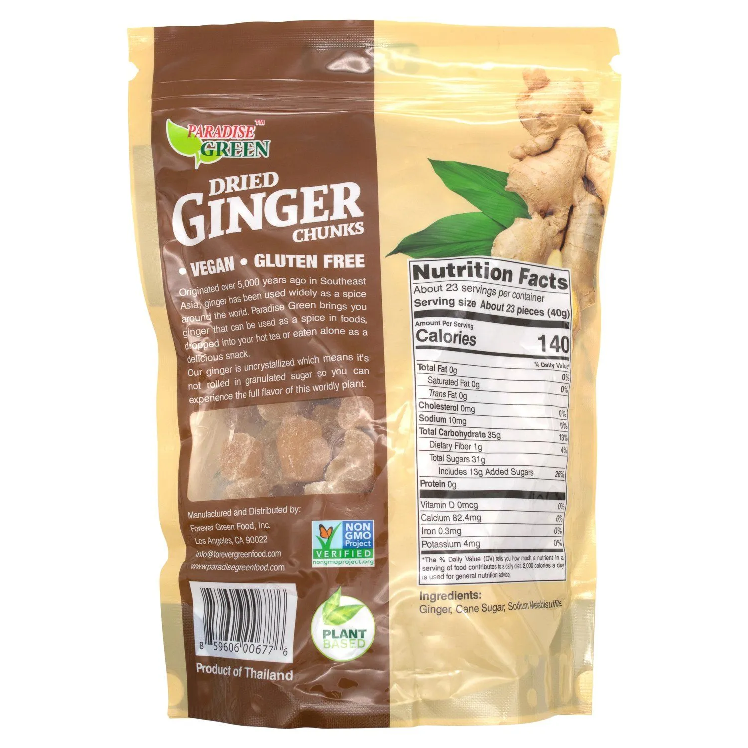 Paradise Green Dried Ginger Chunks