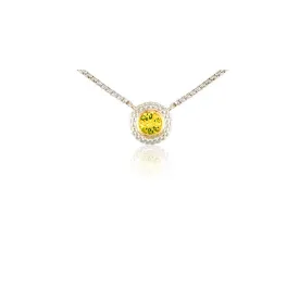 Pietra Collection Lemon Quartz Two-Tone Circle Pendant