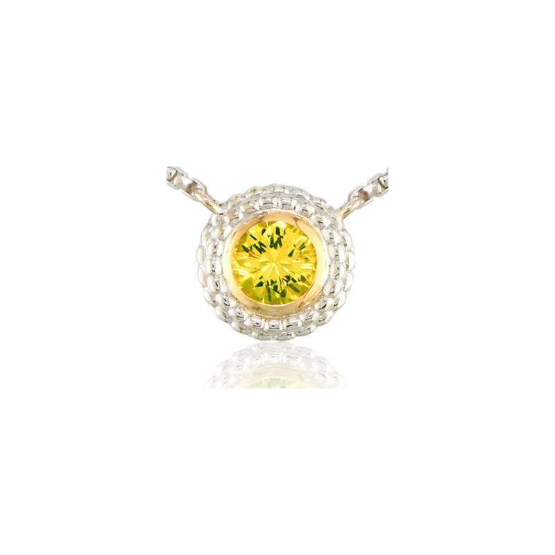 Pietra Collection Lemon Quartz Two-Tone Circle Pendant