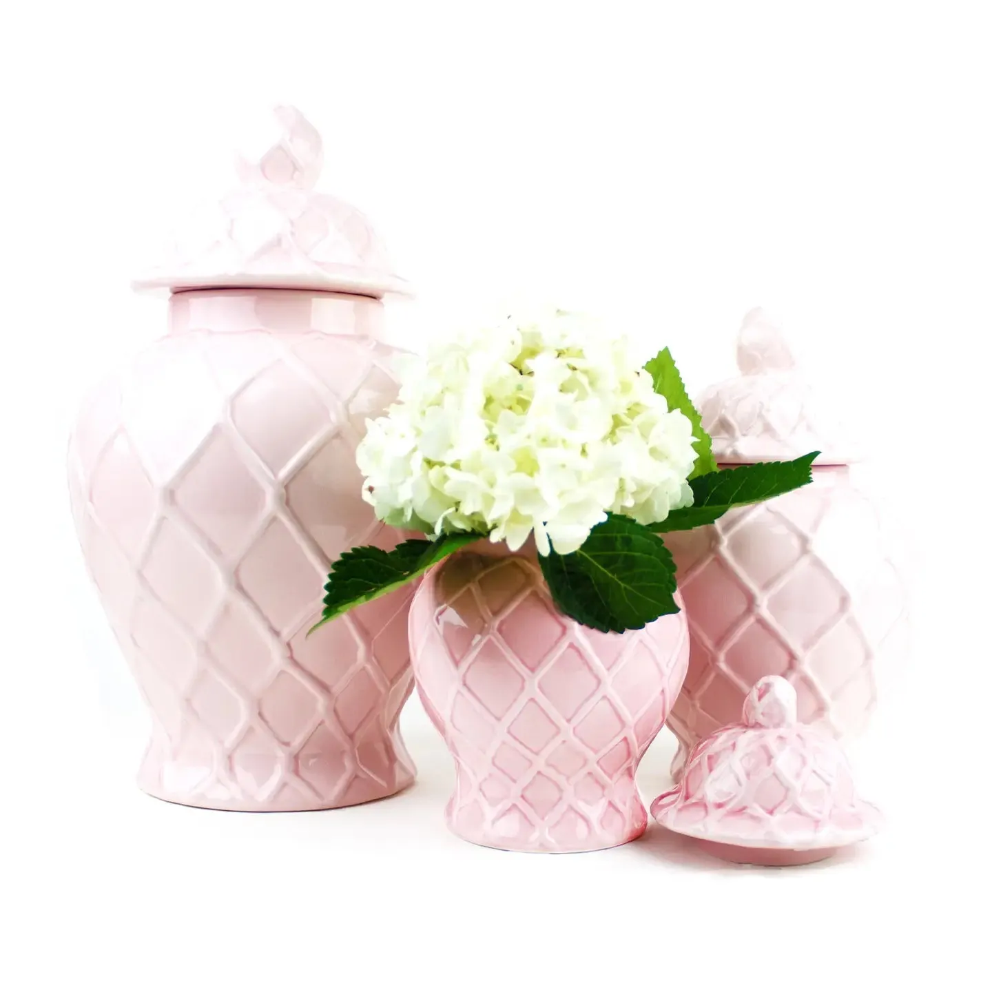 Pink Textured Ginger Jars - Two Sizes