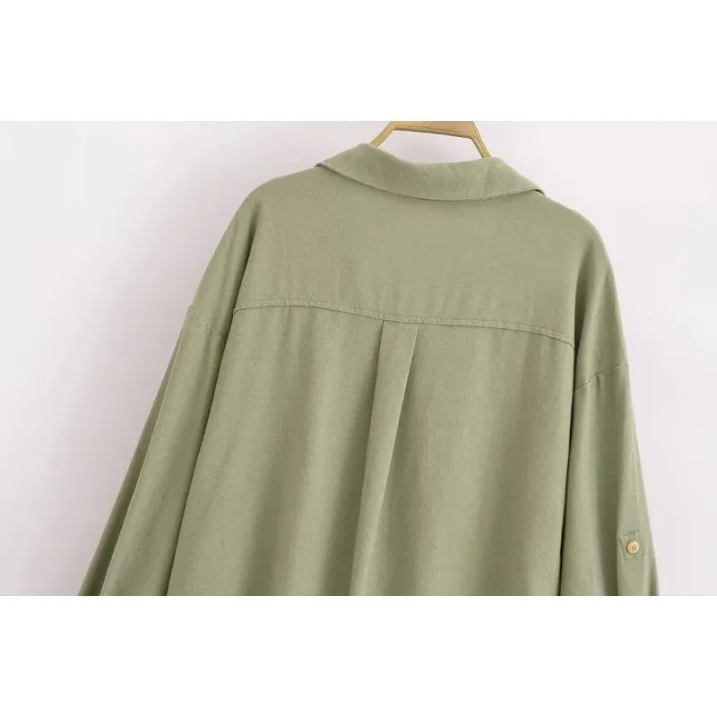 Pre Order:  Minimalist Army Green Twisted Button Down Shirt