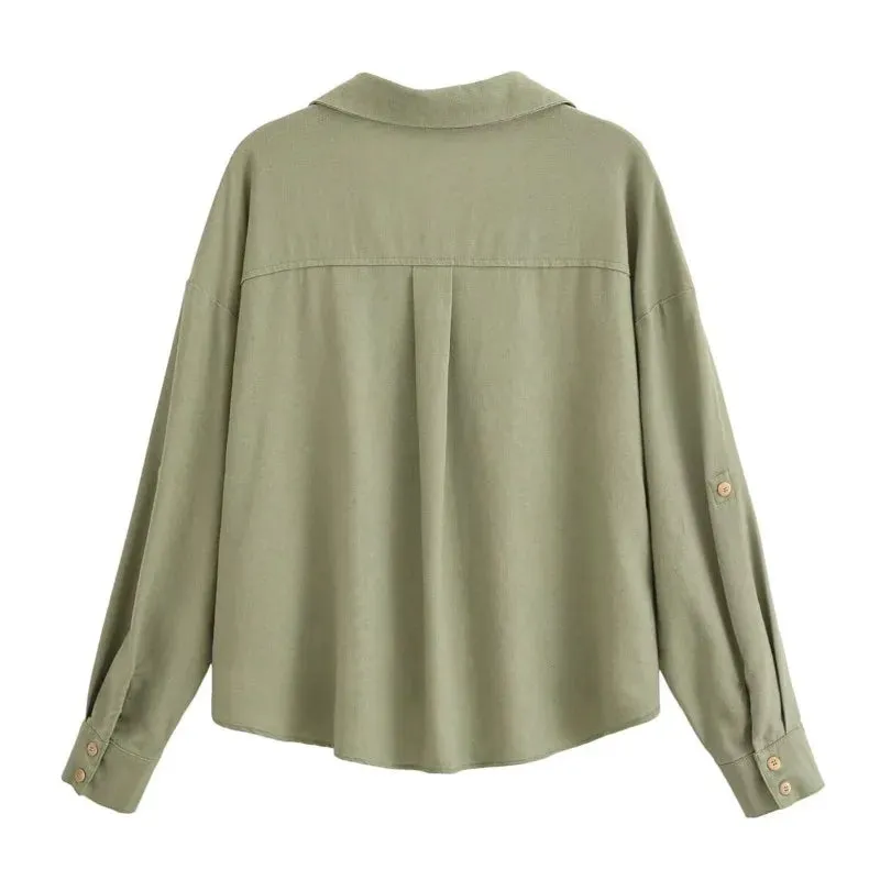 Pre Order:  Minimalist Army Green Twisted Button Down Shirt