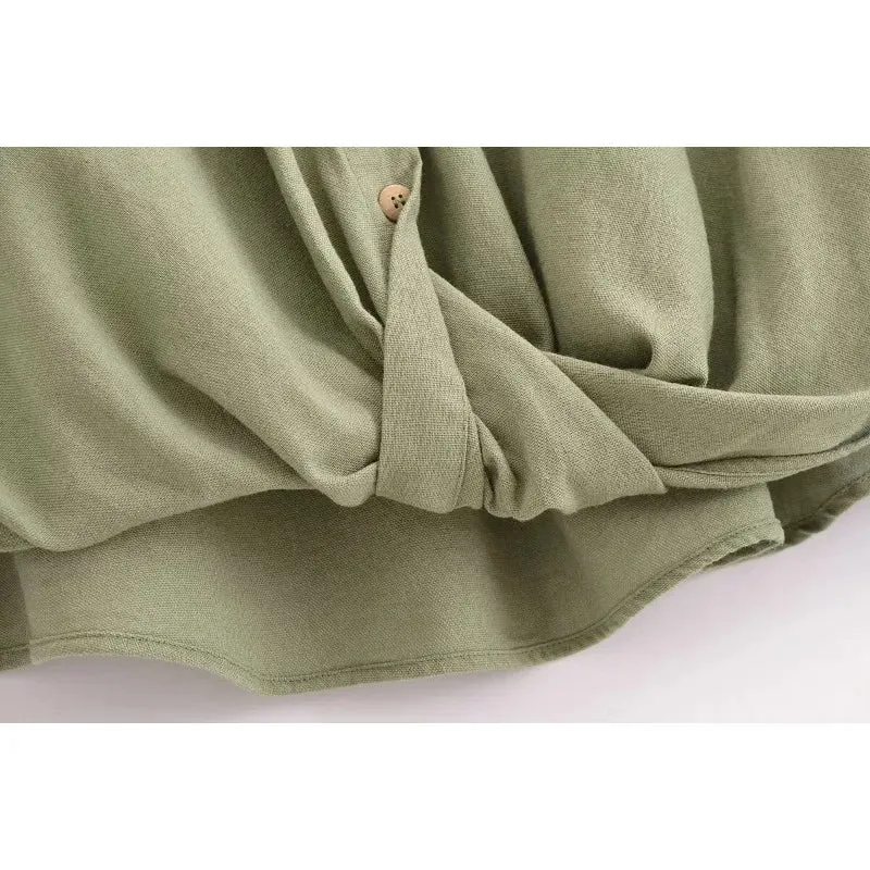 Pre Order:  Minimalist Army Green Twisted Button Down Shirt