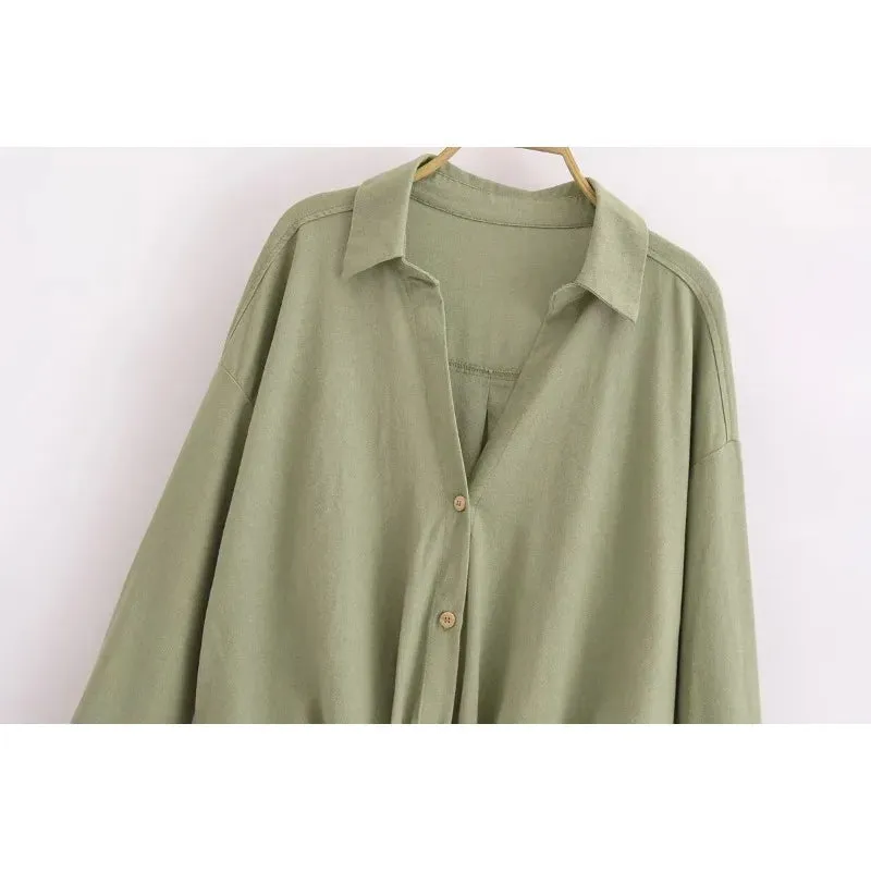 Pre Order:  Minimalist Army Green Twisted Button Down Shirt