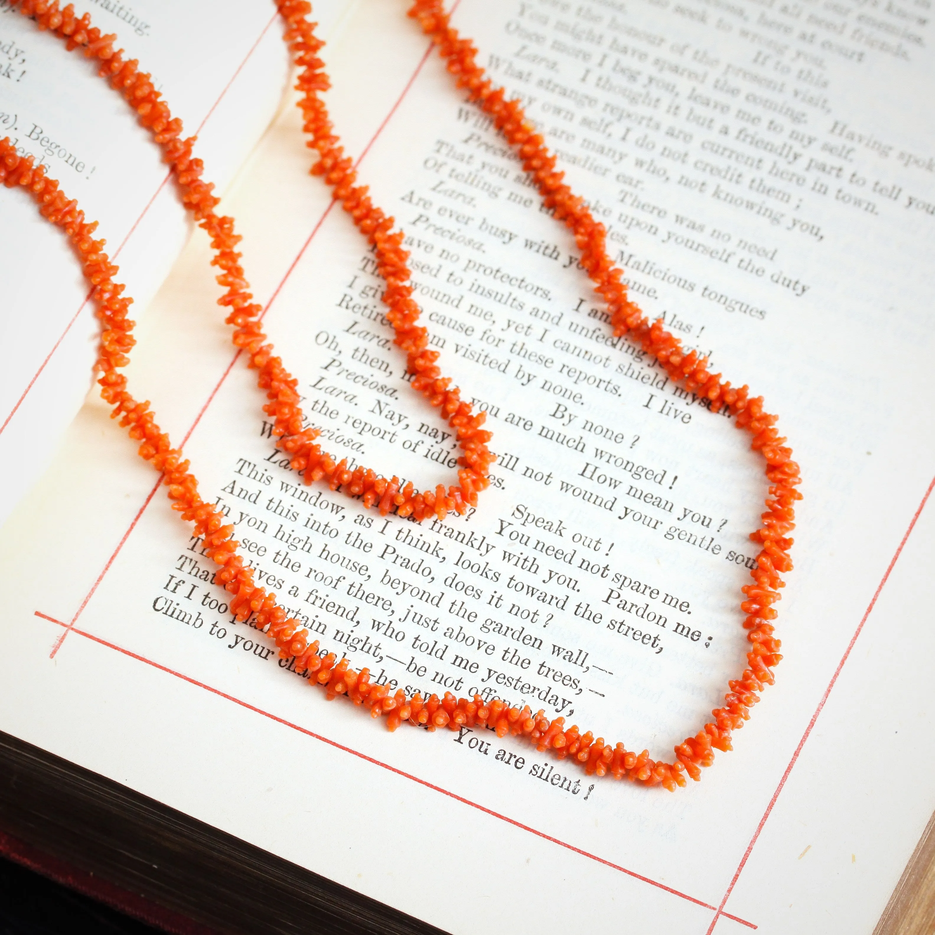 Precious Hand Carved Antique Georgian Coral Necklace